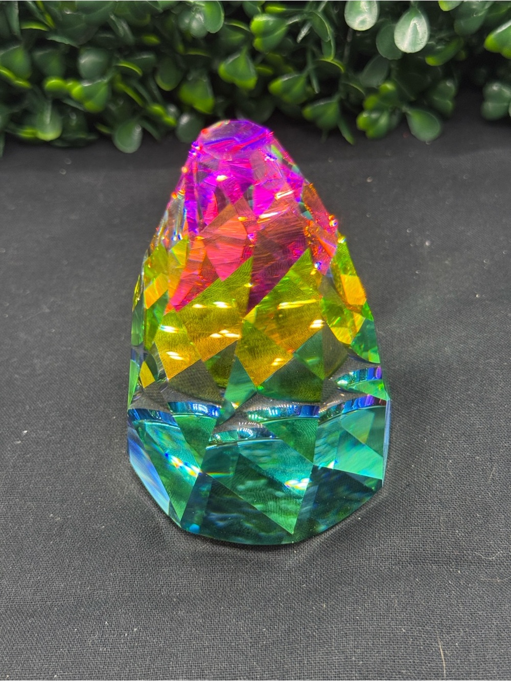 Vintage Swarovski Crystal Cone "Rio" Paperweight – Rare Vitrail Medium Finish